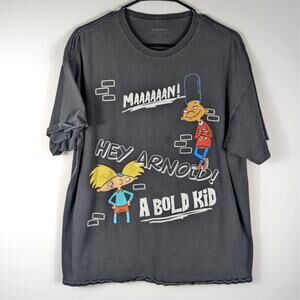 Hey Arnold XL Graphic T Shirt Mens Cartoon Nickelodeon TV Faded Gray Cotton Tee